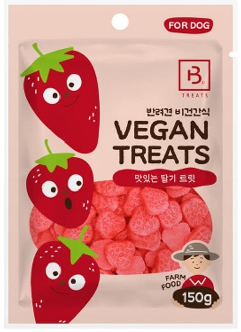 브리더랩 비건트릿 강아지 간식, 3개, 150g, 딸기