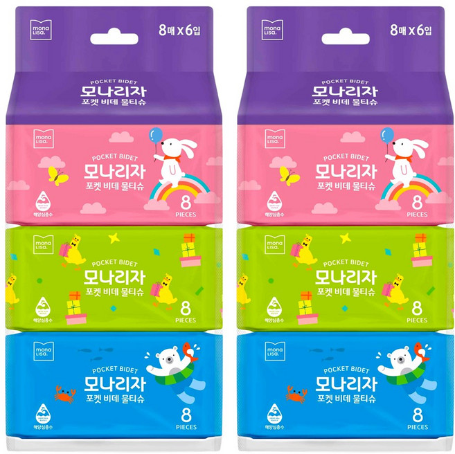 모나리자 휴대용 포켓 비데 물티슈, 12개, 8매