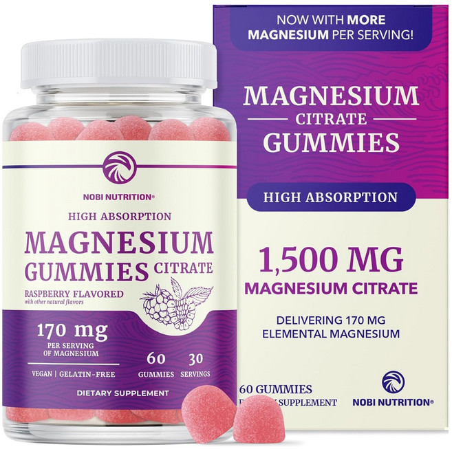 노비뉴트리션 마그네슘 시트레이트 170mg 라즈베리 플레이버드 구미, 1개