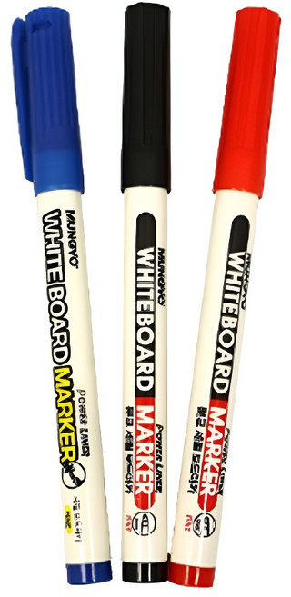 문교 얇은 세필 보드마카 보드마카펜 3색, 흑색