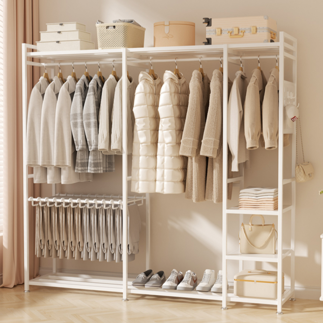 투에스리빙 철재 수납형 시스템 튼튼한 드레스룸 옷장 행거, 화이트CD