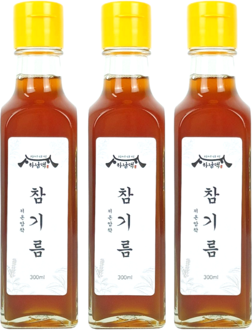 하남댁 통참깨 100% 저온압착 참기름, 3개, 300ml