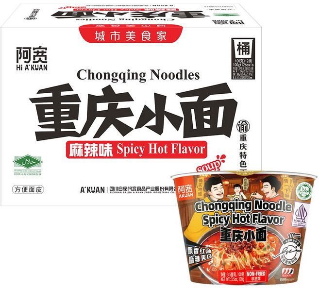 아콴 백가 충칭누들 충칭소면 사천식라면 마라맛 컵, 12개