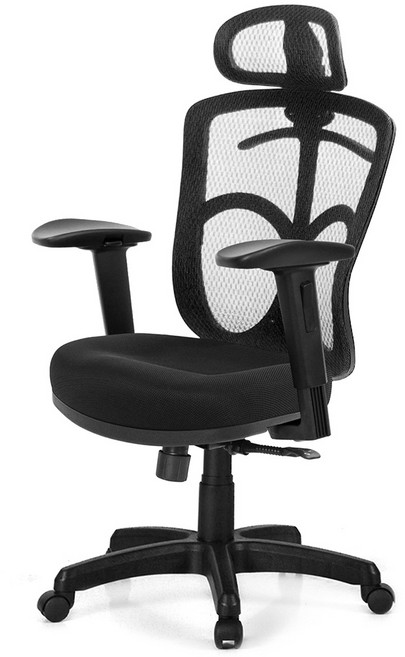 GXG 高背半網 電腦椅 2D滑面升降手, 黑色