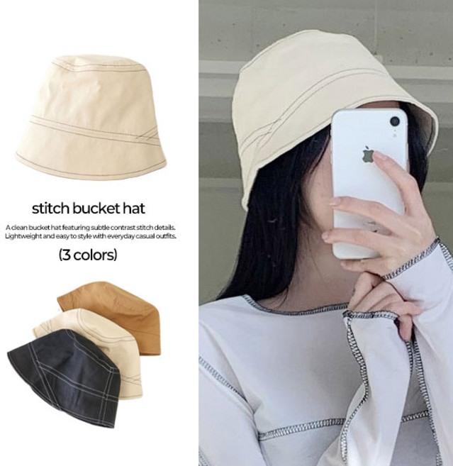 [소두핏]4계절 생얼보호 버킷햇 벙거지 모자 스티치이지벙거지모자