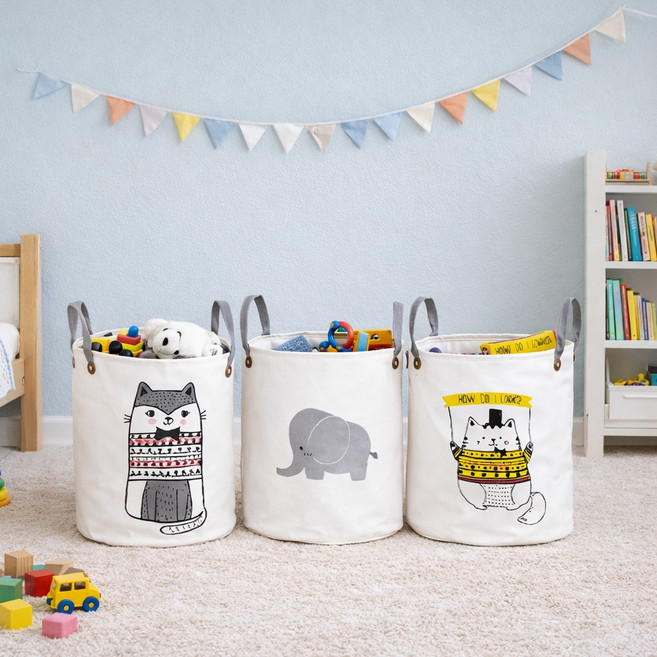 공감스토어 장난감 빨래 수납 간편정리 보관 패브릭 다용도 바구니, 기린, 1개