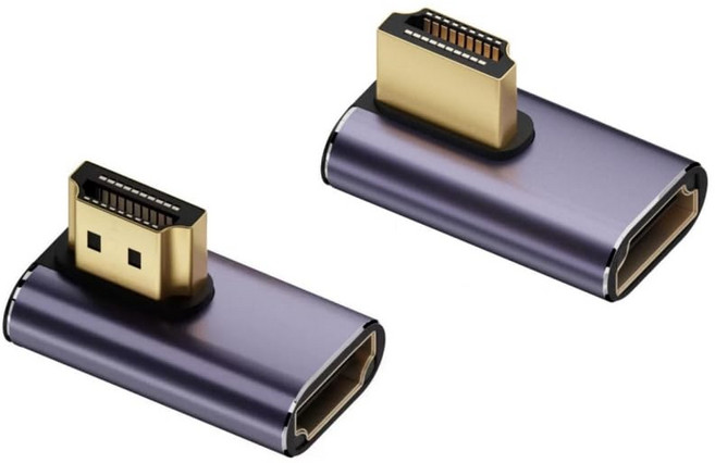 YFFSFDC HDMI-HDMI HDMI - HDMI HDMI 48Gbps HDMI 2.1 8K60Hz 4K120Hz TV HDR HD 어댑터 L형 [2개