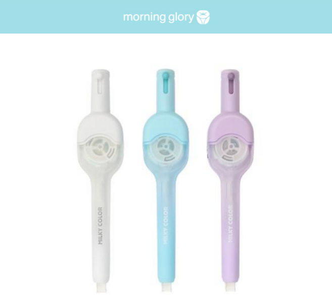 모닝글로리 밀키컬러 노크식 수정테이프, 3개, 화이트 1 + 민트 1 + 베리 1