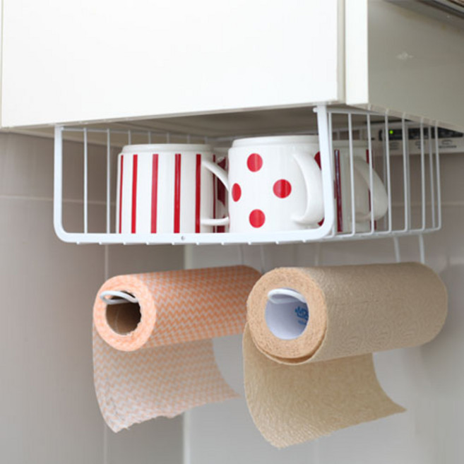 주방수납정리 선반 바스켓 싱크대 키친타올걸이 겸용, 키친타올걸이선반 화이트, 1개