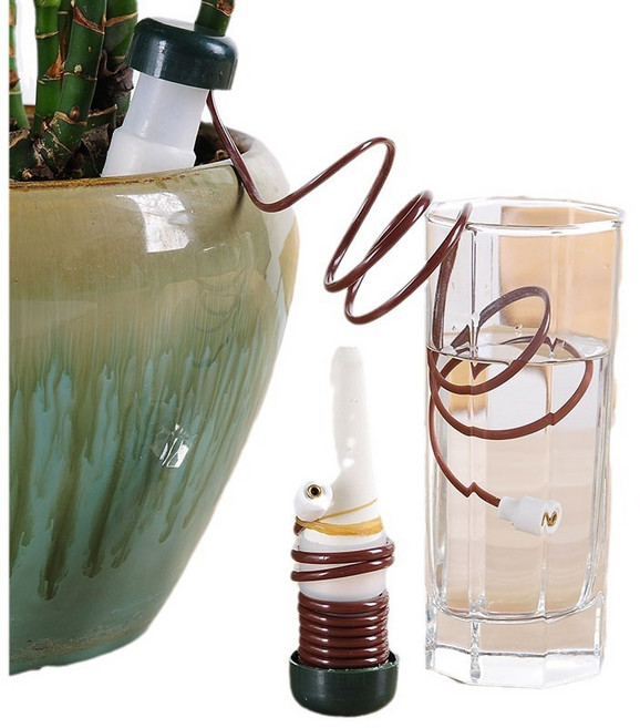 2p/4p/6p 구성 무제한 자동 급수 장치 화분 식물 원예 물주기 급수캡, 브라운, 3세트