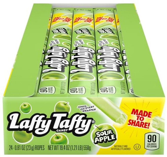 Laffy Taffy 솜사탕 코튼 캔디 라피 태피 로프 딸기 맛 0.81 온스 24개입 팩