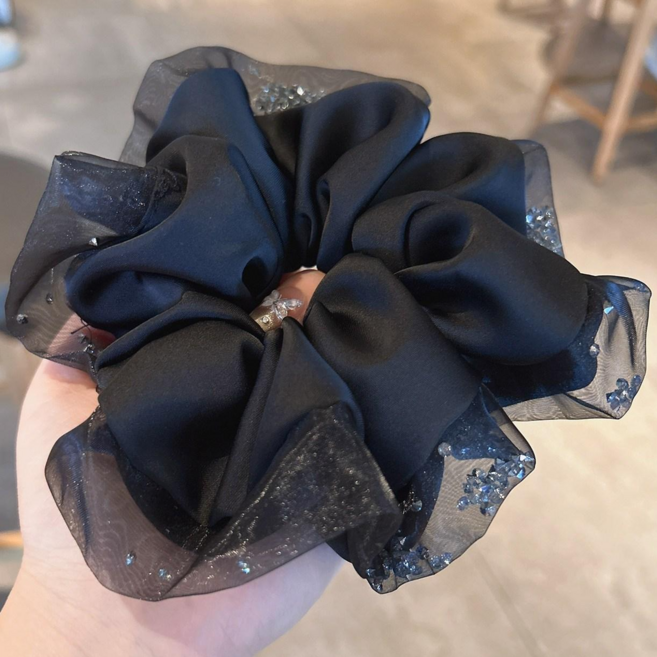 모미엘 글리터 실크 왕곱창밴드 머리끈