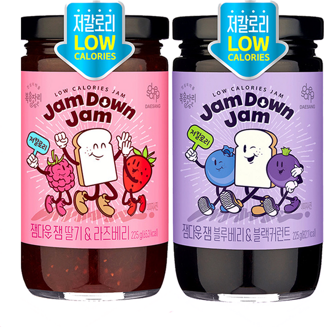 복음자리 잼다운 잼 딸기 앤 라즈베리 225g + 잼 블루베리 앤 블랙커런트 225g, 1세트