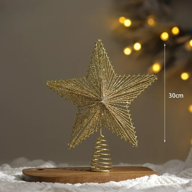 새로운 크리스마스 트리 탑 스타 골드 실버 화이트 빛나는 펜타그램 장식품, 11 C