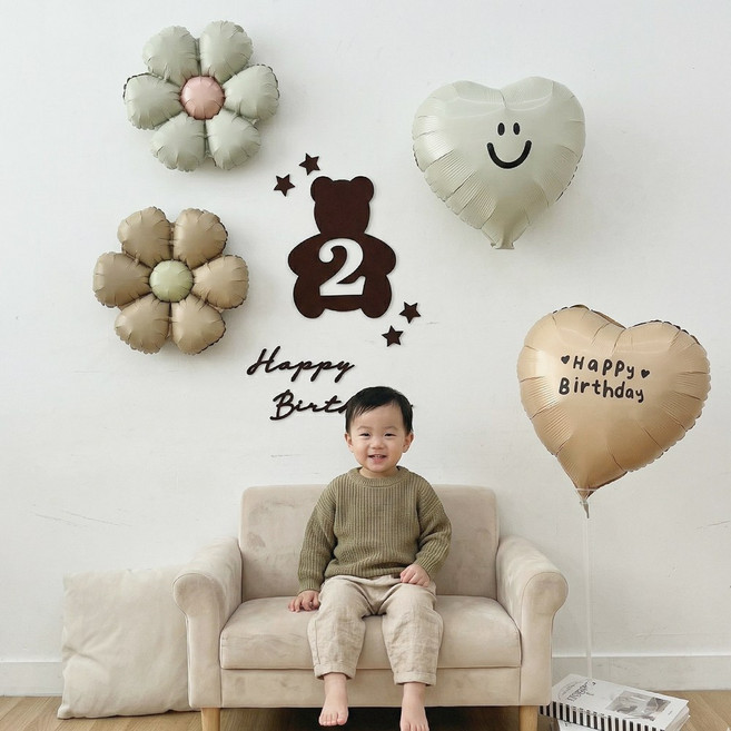 까사루미 곰돌이 숫자가랜드 풍선 생일파티용품 세트, 1세트, 곰돌이가랜드 2