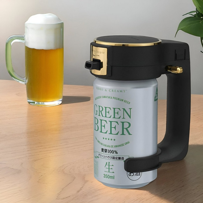 일본 그린하우스 수제 핸디 맥주 서버 캔맥주 초음파 거품기 생맥주 기계, 1개, 블랙