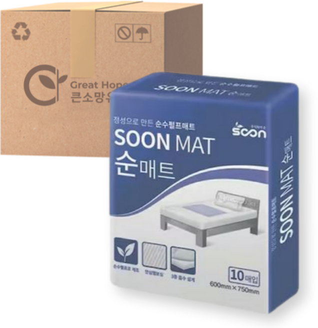 순매트 순수펄프 위생 깔개매트 200매 (10매X20팩), 단품, 10매입, 20개