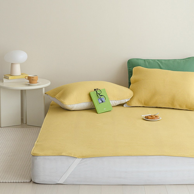 드리울 심리스 무봉제 침대패드 고정밴드형, 허니머스타드