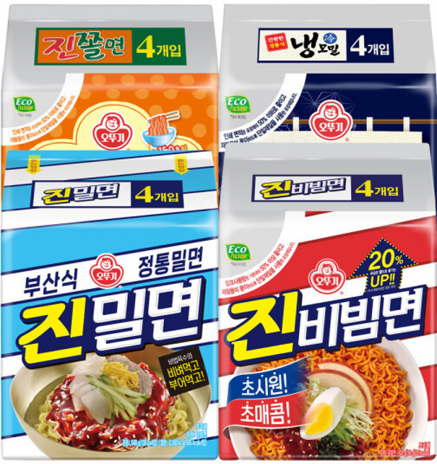 오뚜기 비빔면 (진밀면4+진비빔면4+진짜쫄면4+냉모밀4), 1개