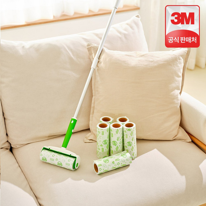 3M 돌돌이 테이프 클리너 대형 롱핸들+리필 7개 롤크리너 돌돌이밀대 바닥청소 거실청소 스카치브라이트, 3M 돌돌이 테이프 클리너 대형 롱핸들+리필 7개 롤크