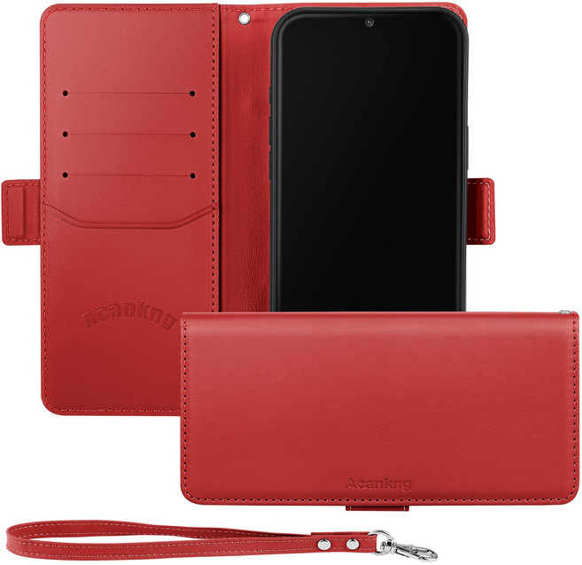 아칸크 갤럭시 A17 / SM-A175 / A176 지갑형 가죽 카드수납 다이어리 휴대폰리 케이스+핸드 스트랩 세트