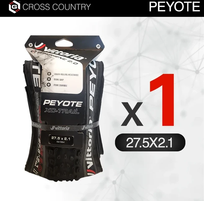 Vittoria peyote XC-RACE TLR 29/27.5 MTB Graphene 2.0 4C 튜브리스 접이식 타이어 펑크 방지 산악 자전, 02 27.5X2.1, 1개