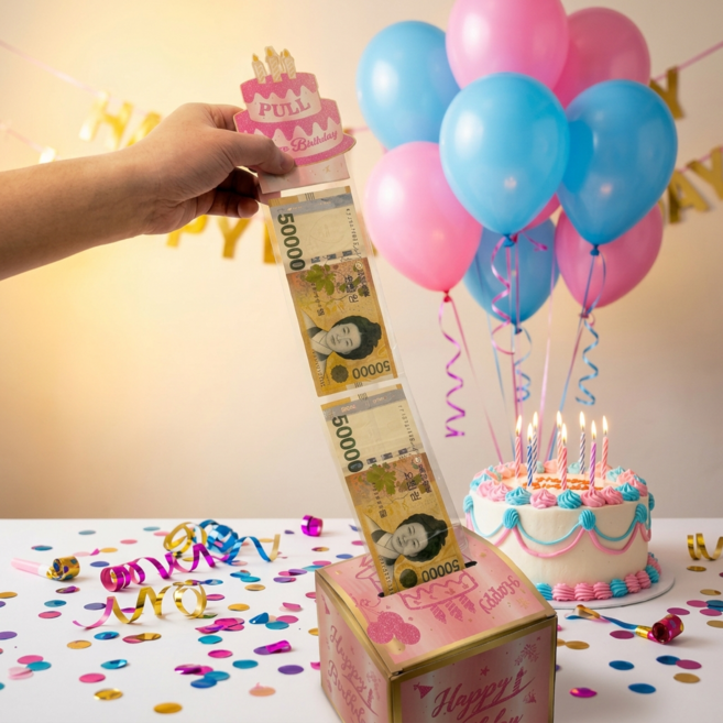 픽스워크 ATM 용돈박스 돈나오는박스 깜짝용돈박스 돈벼락 돈폭탄박스 부모님 생일선물, 1개, 핑크