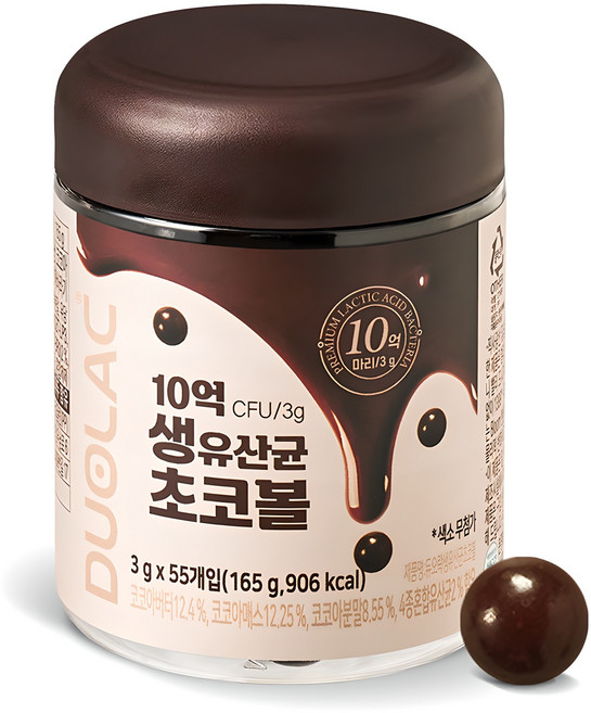 듀오락 10억 생유산균 초코볼 55p, 165g, 1개