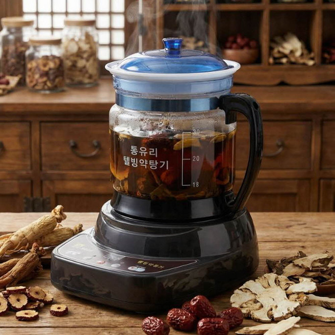 [평생AS]국산 통유리 전기약탕기 300W초절전 차탕기 상황버섯 3.5L 중탕기 중금속 스텐 없는 내열유리 약탕기 부모님 선물 한약 홍삼제조기 건강차 한방차 녹용 도라지, 통유리 약탕기