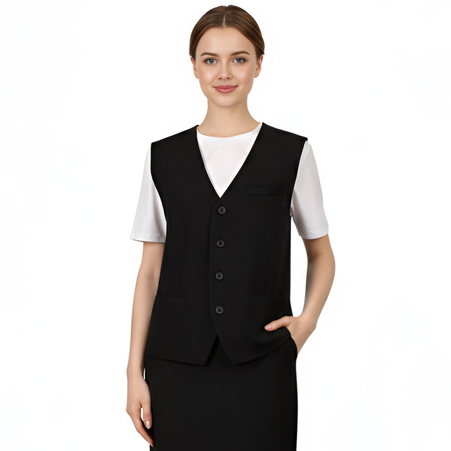 여성 검정 조끼 유니폼 레스토랑 서빙 카페 근무복 홀서빙 베스트 단체주문 가능