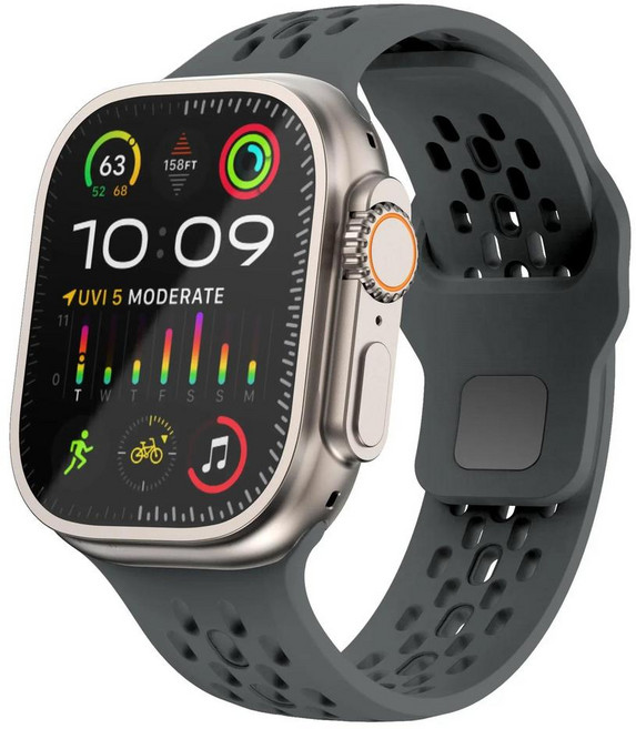 불소 고무 스트랩 호환 애플워치 방수 통기 시계줄 대체 밴드, 그레이, 애플 워치 41mm/40mm/38mm 호환