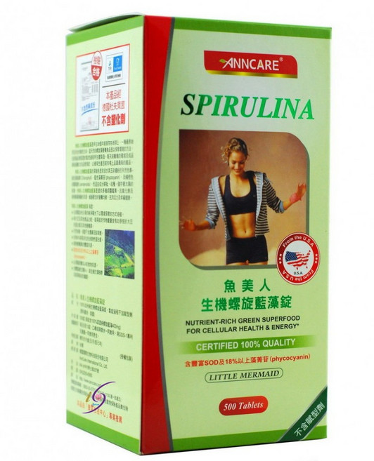 康富 魚美人生機螺旋藍藻錠 500錠/瓶, 1個