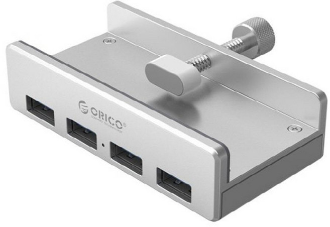 오리코 MH4PU USB3.0 4포트 무전원 USB허브 모니터 고정식, 실버, 1개