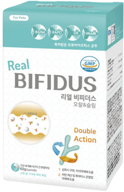 에스틴 리얼비피더스 오랄앤슬림 반려동물 유산균(구강 비만관리) 30포, 단품