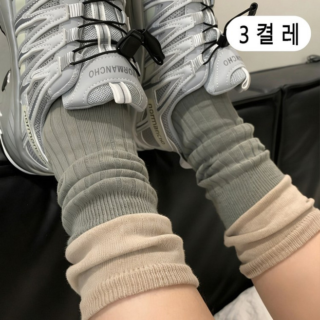 SamSamHee 트렌디한 종아리 양말 스타킹 2단 접합 트렌디하고 편안한 사계절 3켤레 착용 가능
