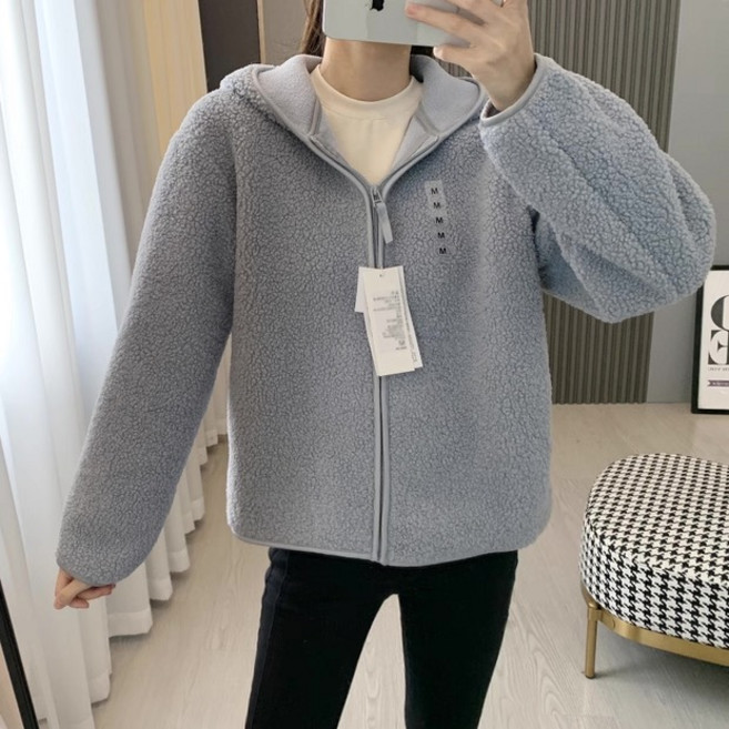 스타일 키 SK2592 여성 뽀글이 양털 후드자켓 후드집업 플리스 자켓