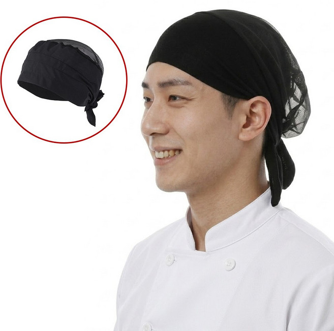 오브제이스 망사 메쉬 두건 통풍형 위생모자 주방 모자, 1개, 딥블랙