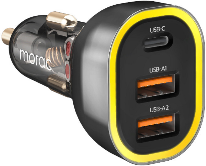 모락 네다 90W 3포트 멀티 차량용 초고속 충전기, MR-CC-NDN7, 실버