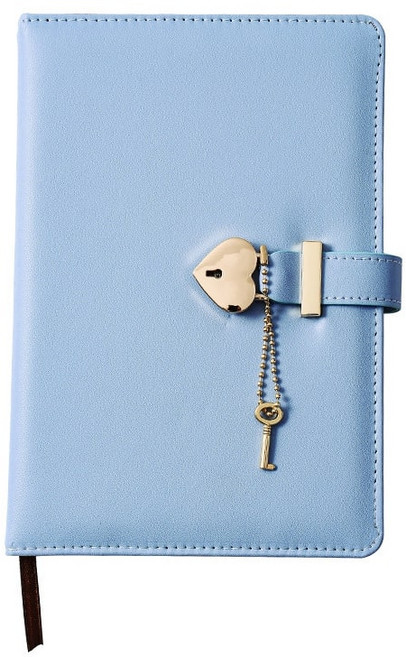 아이레노 비밀 일기장 자물쇠 다이어리 노트북 개인 기록 보호 가능한 잠금형 프라이빗 노트, 블루