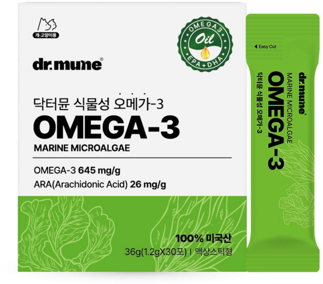 6위 - 닥터뮨 강아지 고양이 식물성 오메가3, 30회분, 면역/항산화, 1개