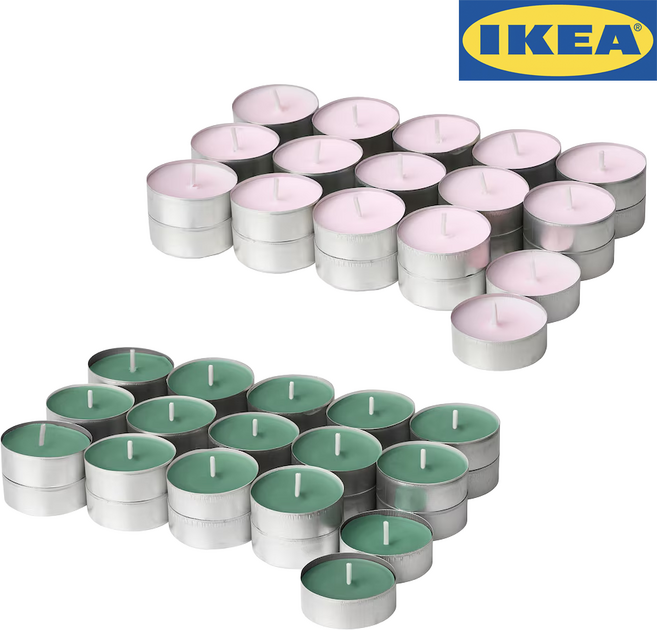 이케아 미니향초 캔들 티라이트, 1세트, 700g, 신선한풀향30P+쟈스민향30P