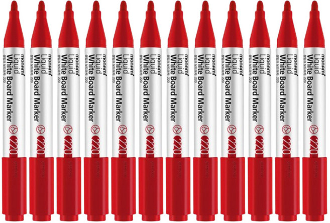 모나미 생잉크 보드마카 둥근닙 220, 레드, 12개