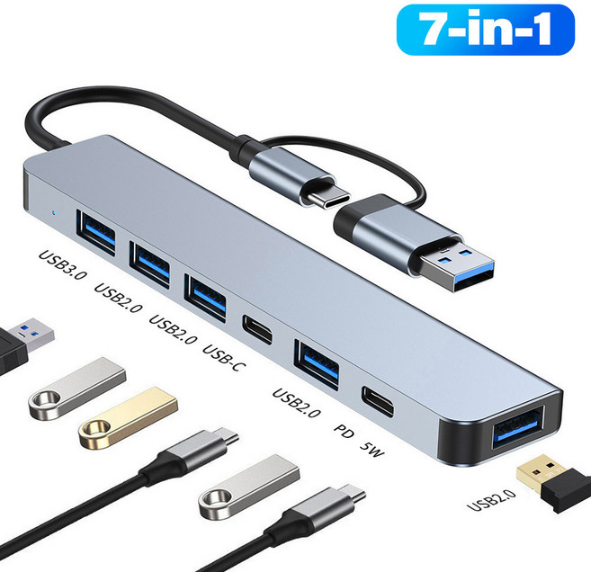 TF SD USB 카드 인 도킹 1 C 3.1 그래픽 외장 멀티 8 5Gbps 리더 C타입 허브 스테이션 노트북용, 7-in-1 A