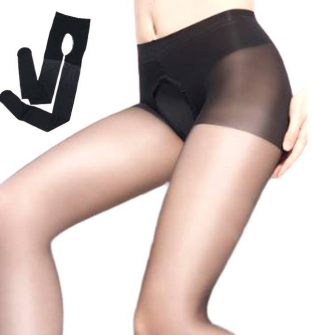 QINGFEI 免脫開檔絲襪 20D 顯瘦性感 性感透膚(黑色)一雙