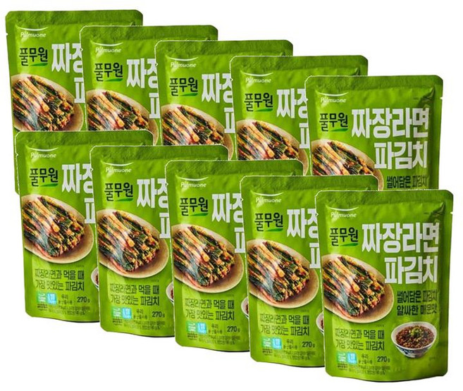 풀무원 짜장라면 파김치 썰어담은 알싸한 매운맛, 10개, 270g