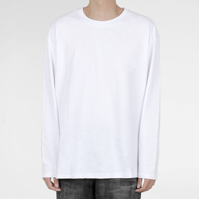 어니우니 20수 루즈핏 남녀공용 라운드 빅사이즈 무지 긴팔티