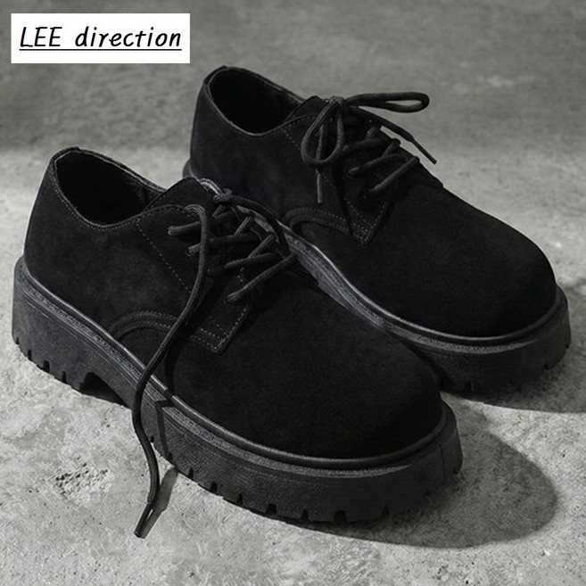 리디렉션 남성 6cm 키높이 스웨이드 더비슈즈 플랫폼 캐주얼화 빅사이즈 250~290