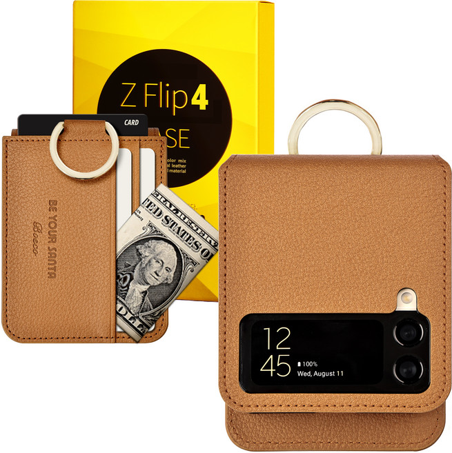 갤럭시 Z플립4 케이스 이태리 비건 가죽 힌지보호 카드 수납 링 지플립4 보스코(카드포켓3) 비앙코(카드포켓1)