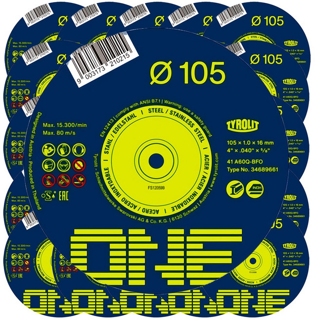 티롤릿 원 ONE 105mm 핸드 그라인더날 절단석 컷팅날 만능 절단날 커팅석 25장