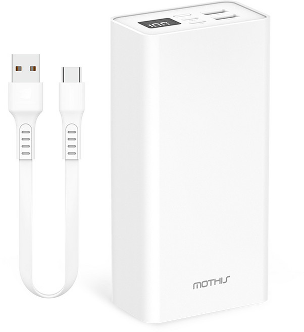 모디스 15W LED 잔량표시 대용량 보조배터리 30000mAh + C타입 케이블, 화이트